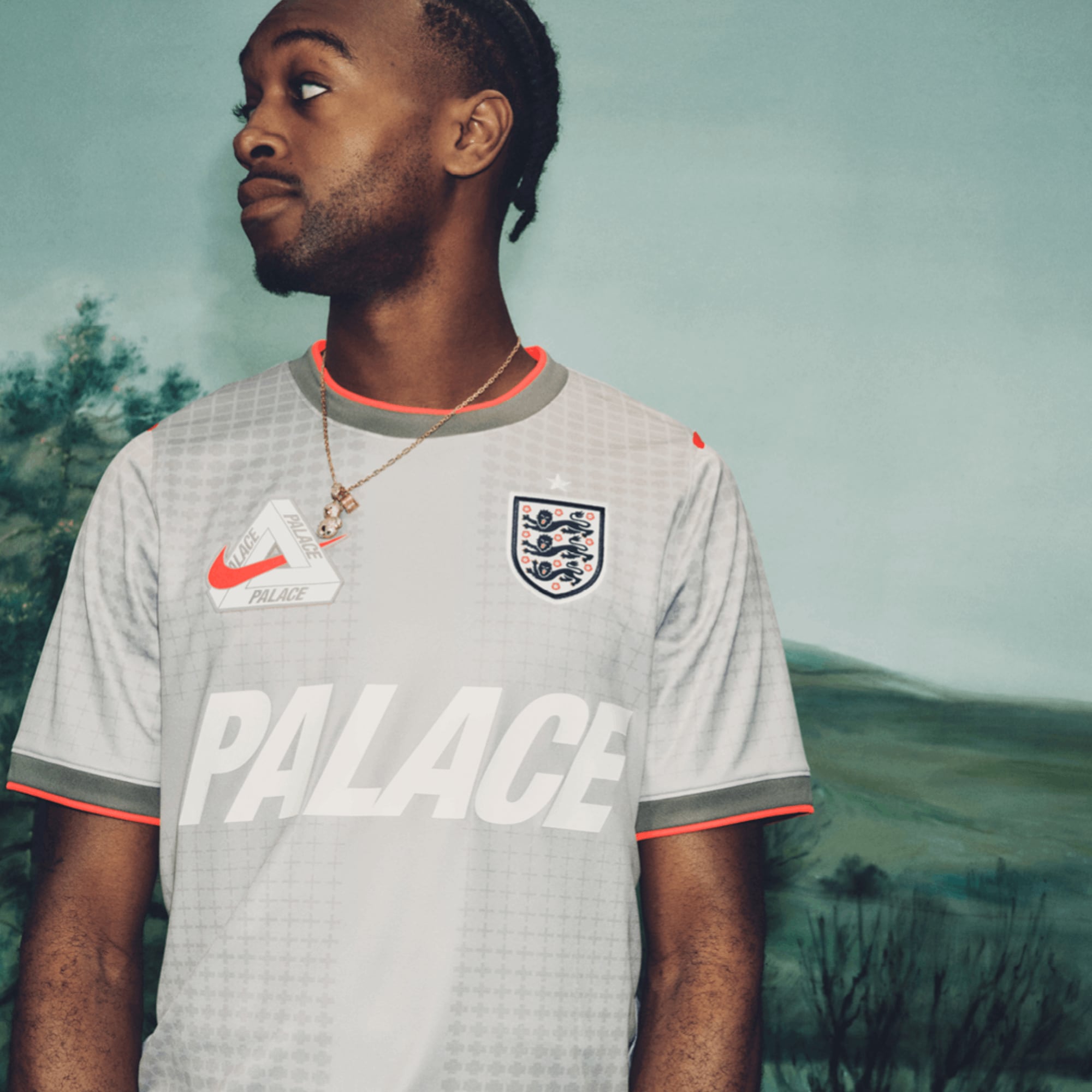 England Nike x Palace Pre Match Top - Pewter Grey