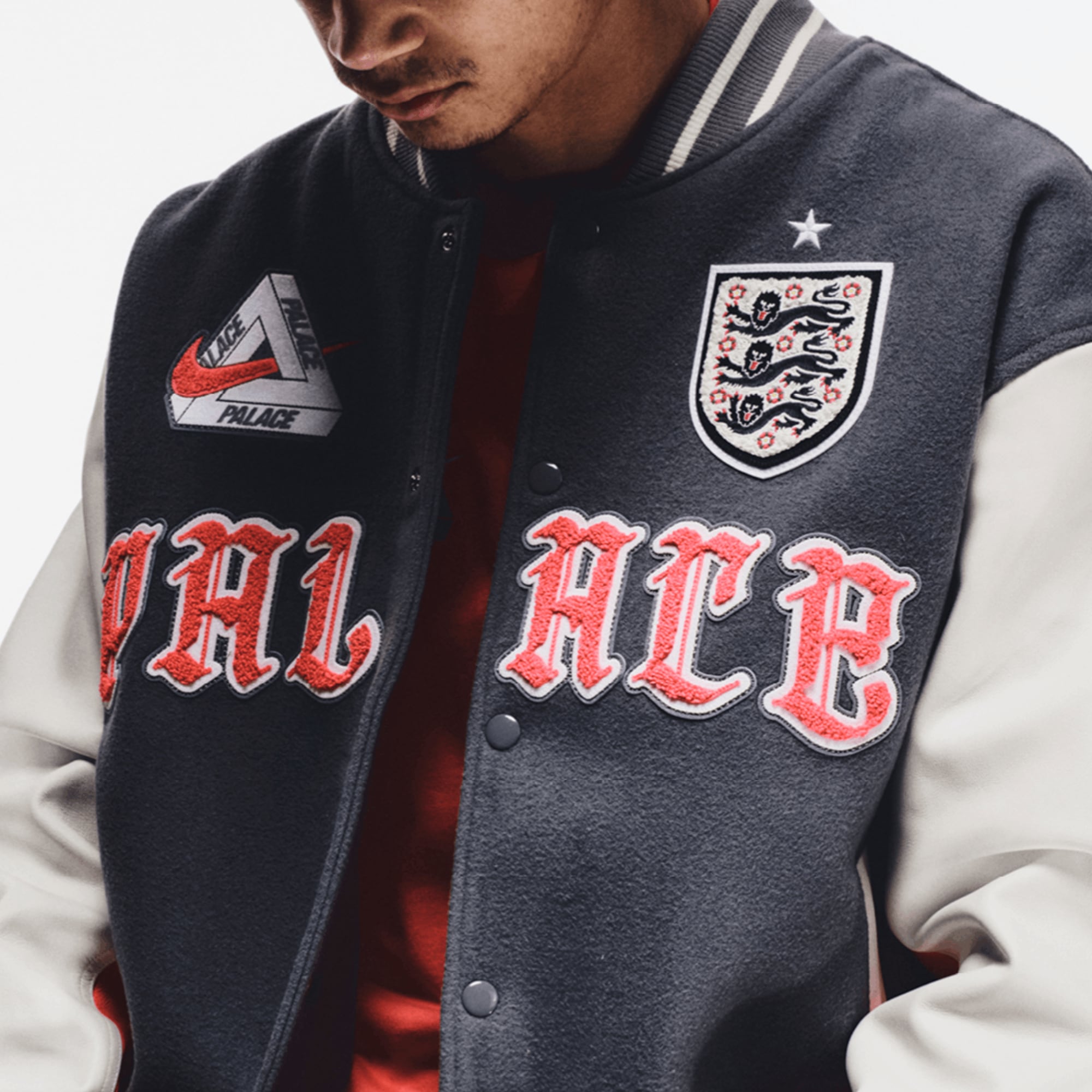 England Nike x Palace Varsity Jacket - Cool Grey
